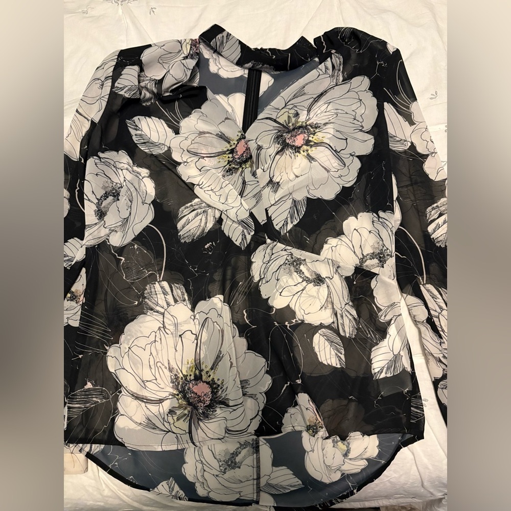 Marciano Black and White Floral Top